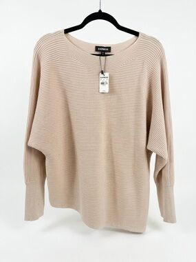 Express Beige Ribbed Knit Dolman Sweater - BRAND NEW